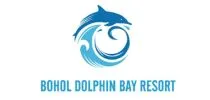 The logo of Bohol Dolphin Bay Resort features a stylized dolphin leaping over an abstract wave. The text "BOHOL DOLPHIN BAY RESORT" is prominently displayed below in capital letters, with the design predominantly using shades of blue.