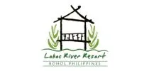 The logo of Loboc River Resort in Bohol, Philippines features a simplified illustration of a native bamboo hut on stilts with greenery around it. Below the hut, the resort's name, Loboc River Resort, and location are written in stylized text.