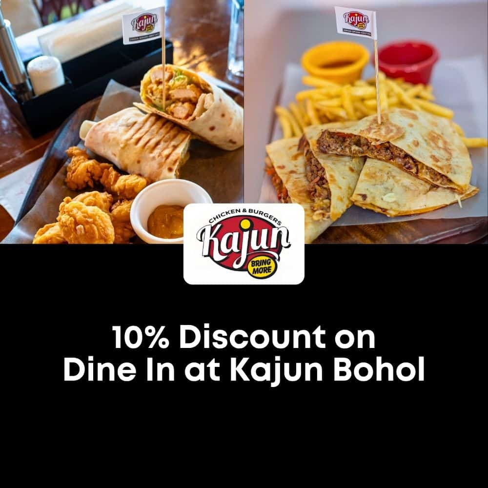Chicken wraps, quesadilla, fries and fried chicken from Kajun Bohol