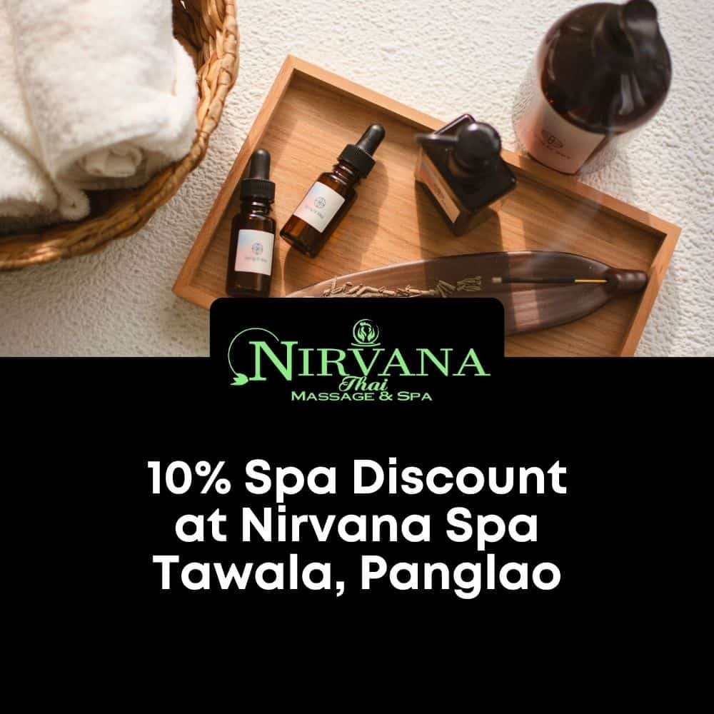 Spa oils, incense, and relaxation setup at Nirvana Thai Massage Panglao