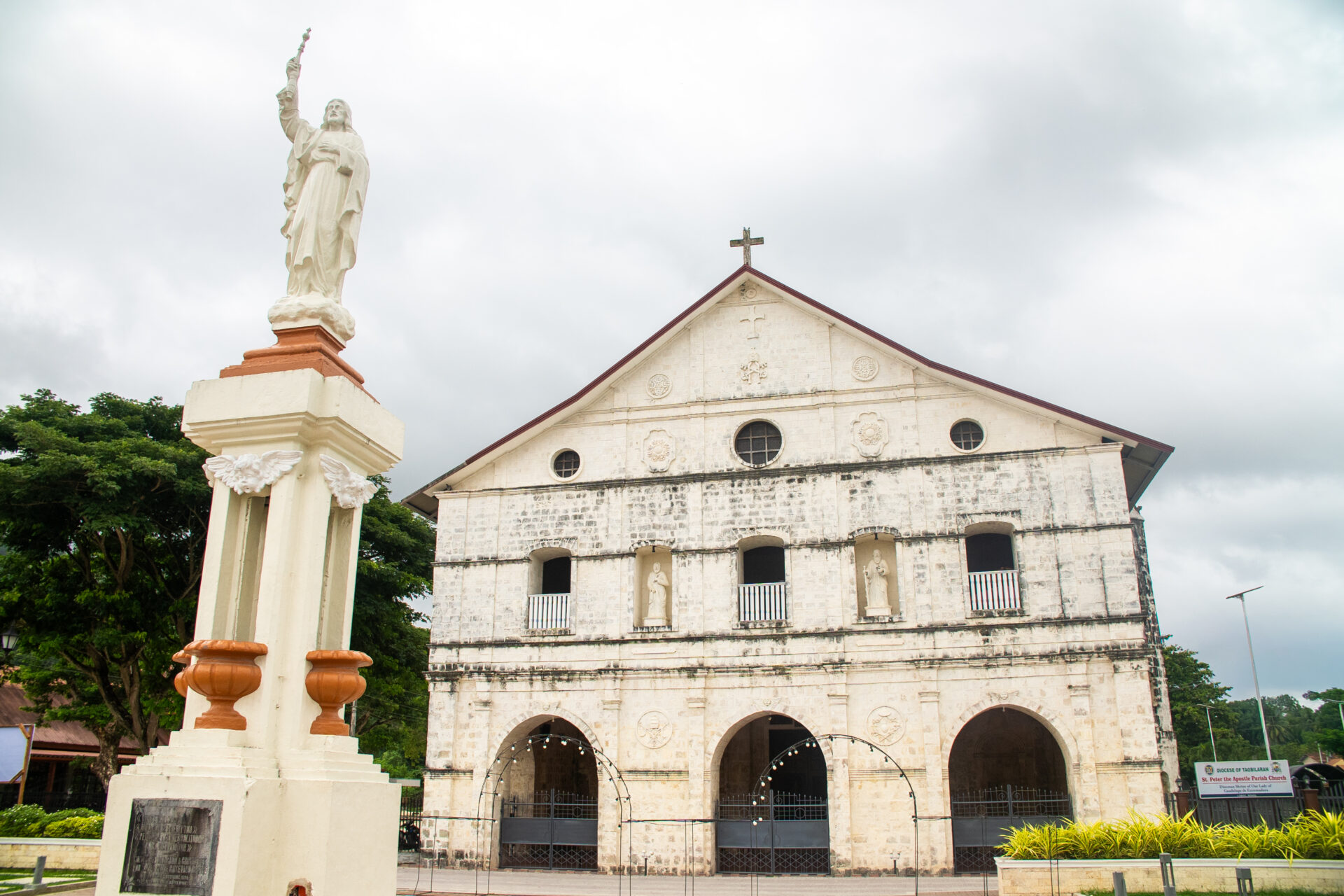Front façade of St. Peter the Apostle Parish, commonly known as Loboc Church, a historic Spanish colonial church in Loboc, Bohol Island Geopark, Philippines.