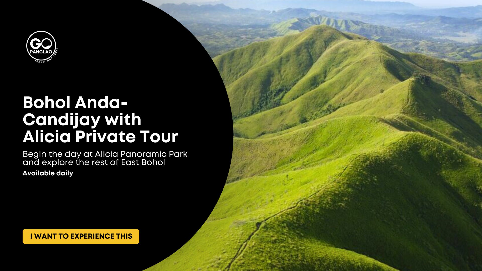 Green mountain ridges of Alicia Panoramic Park featured on an Anda-Candijay and Alicia private tour